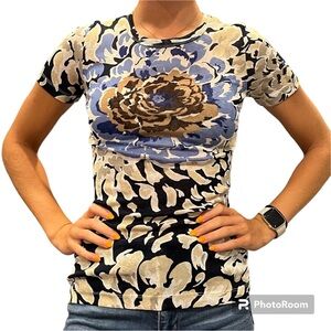 Y2K Karen Kane Floral Mesh Short Sleeve Top